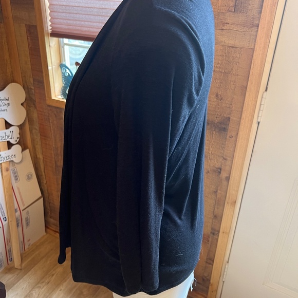 COPY - LADIES WOMENS LARGE BLACK JACKET AND BLACK WHITE STRIPPED BLOUSE ATTACHED - Picture 7 of 7